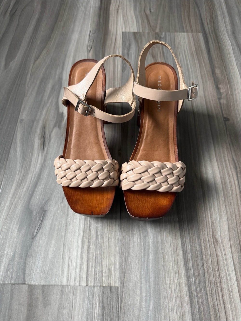 Madden Girl Tan Braided-Front Slingback Sandals